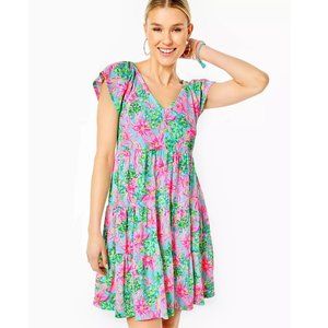 Lilly Pulitzer Kawai Swing Mini Dress Ruffle Floral Printed Cotton S no tags